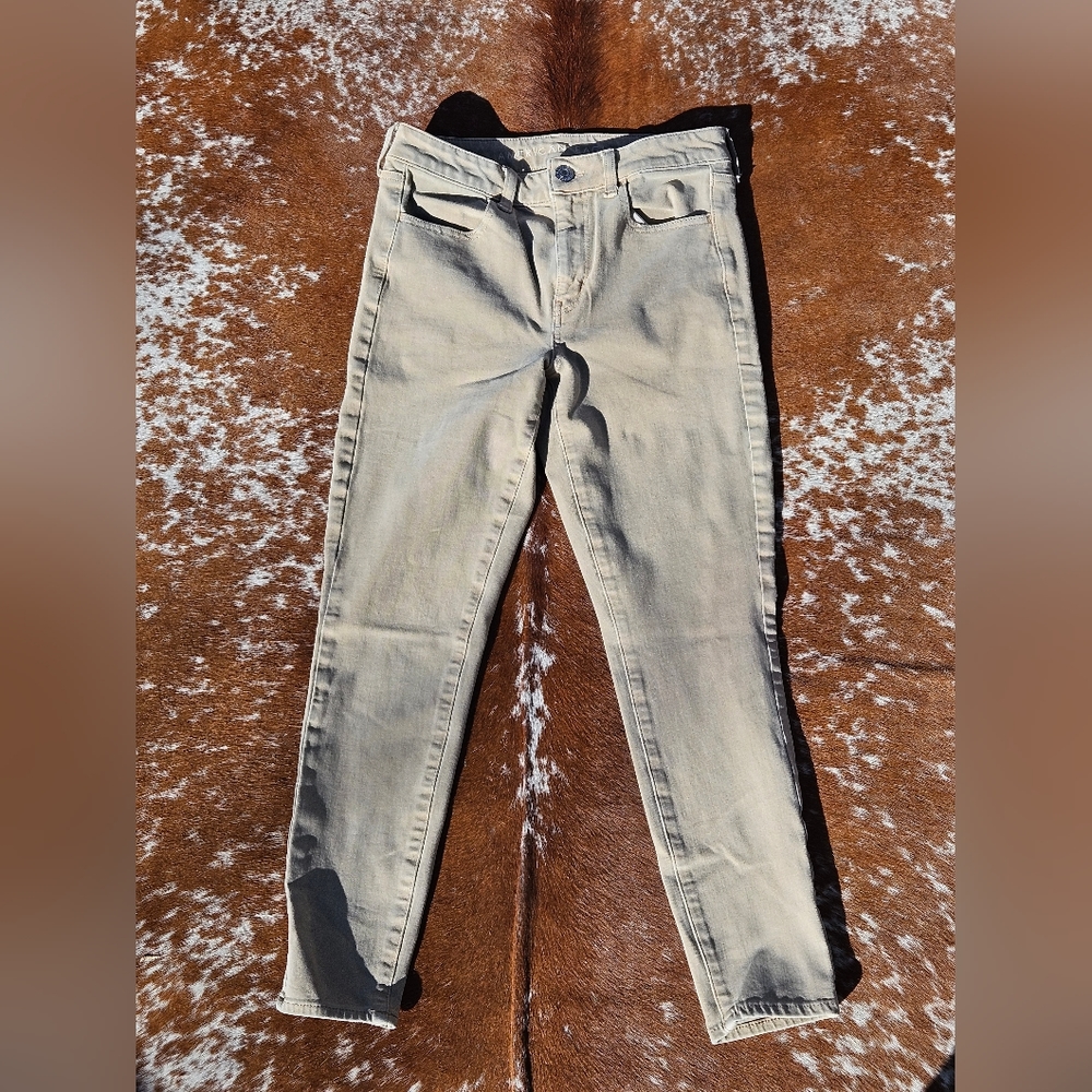 Womens Kahki American Eagle Hi Rise Jegging